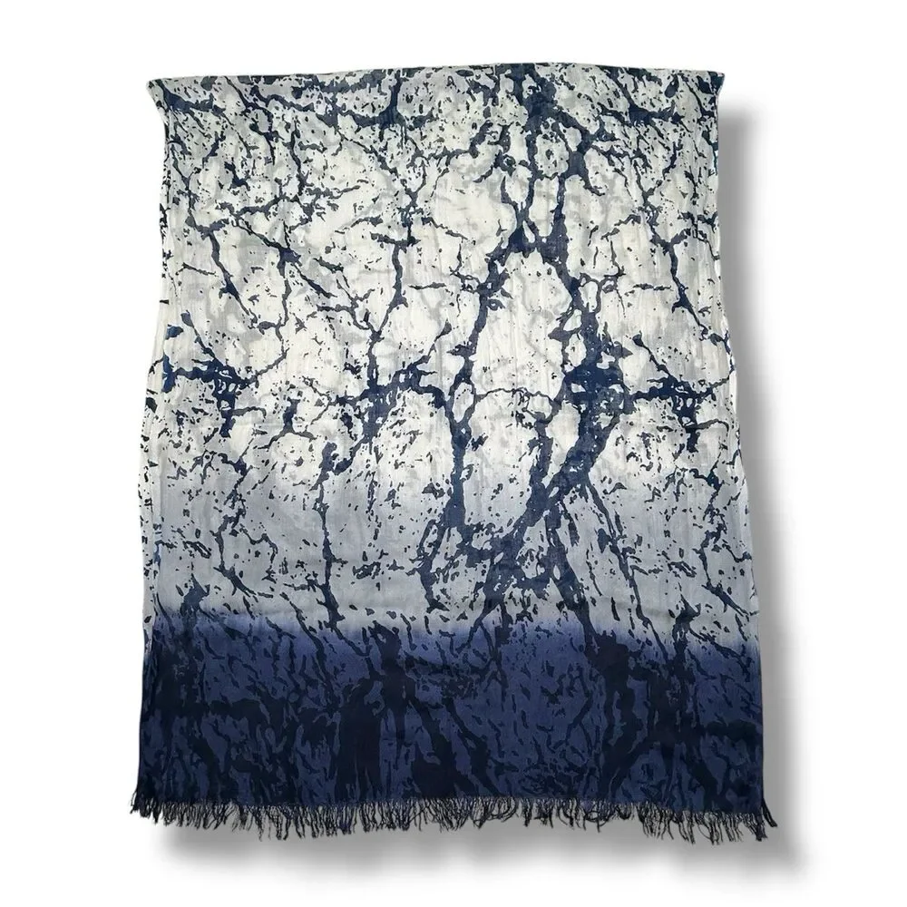 Blue & White Rectangular Scarf 70” X 29”